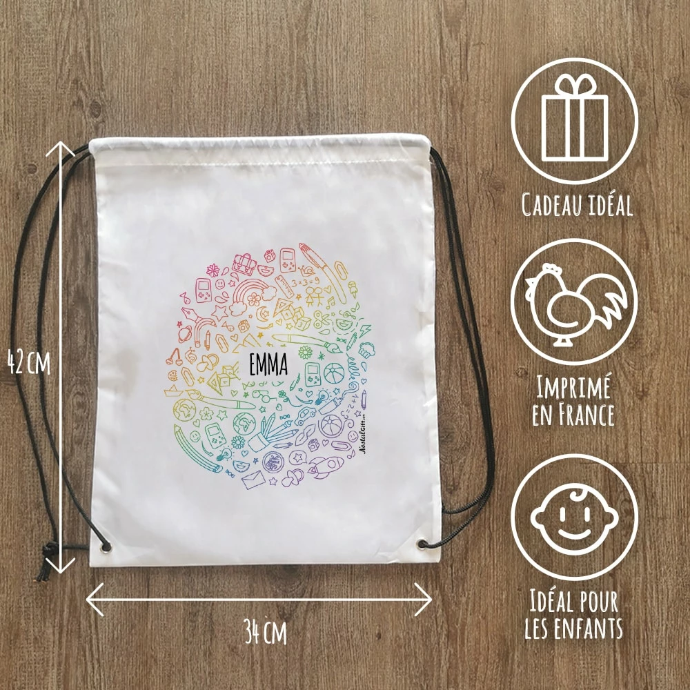 Sac à Dos Sport Personnalisé : Gym, Piscine... - Arc En Ciel – Image 3