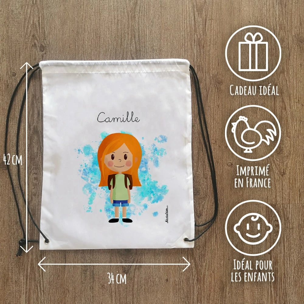 Sac à Dos Sport Personnalisé : Gym, Piscine... - Petite écolière - Cadeaufille – Image 3