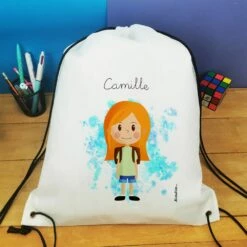 Sac à Dos Sport Personnalisé : Gym, Piscine... - Petite écoliÚre - Cadeaufille