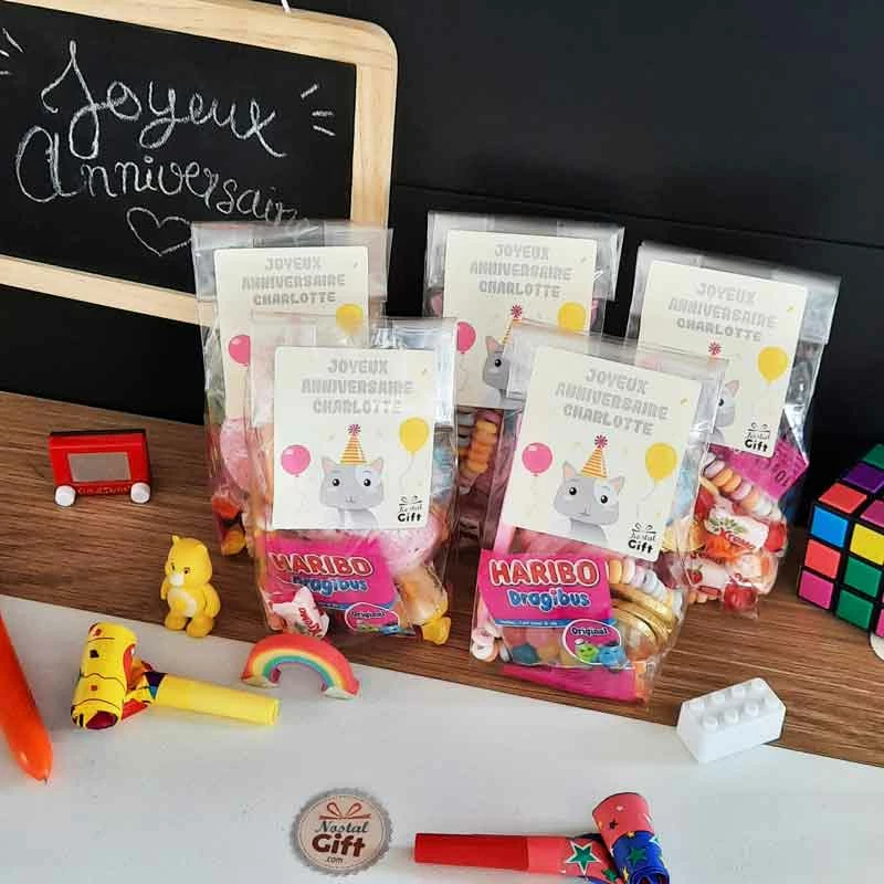 5 Sachets De Bonbons PersonnalisĂ©s - Anniversaire Enfant - Chat â Image 3