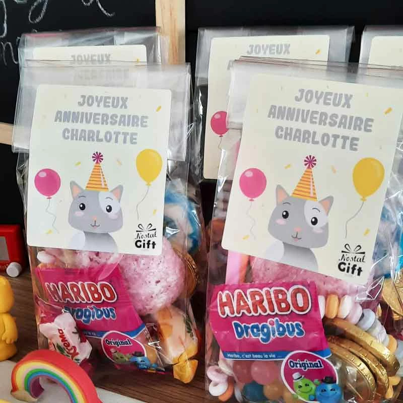 5 Sachets De Bonbons PersonnalisĂ©s - Anniversaire Enfant - Chat â Image 2