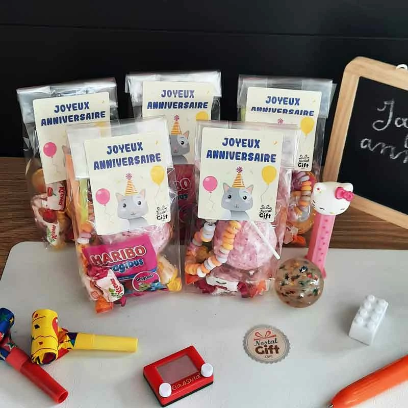 5 Sachets De Bonbons - Anniversaire Enfant - Chat