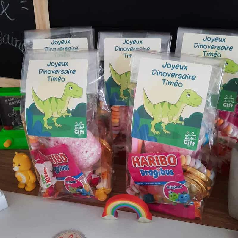 5 Sachets De Bonbons PersonnalisĂ©s - Joyeux Dinoversaire â Image 2