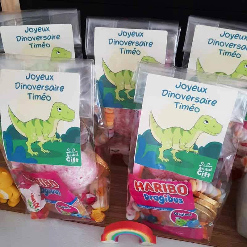 5 Sachets De Bonbons Personnalisés - Joyeux Dinoversaire