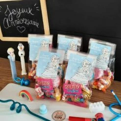5 Sachets De Bonbons Personnalisés - Joyeux Anniversaire Princesse Des Neiges