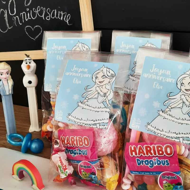 5 Sachets De Bonbons PersonnalisĂ©s - Joyeux Anniversaire Princesse Des Neiges â Image 2