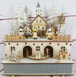 Boßte à Musique Animée - Village Enneigé Lumineux - Décoration De Noël