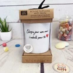 Bougie + Bijoux Surprise "Chaque Jour Mon Coeur S'emballe Pour Toi"