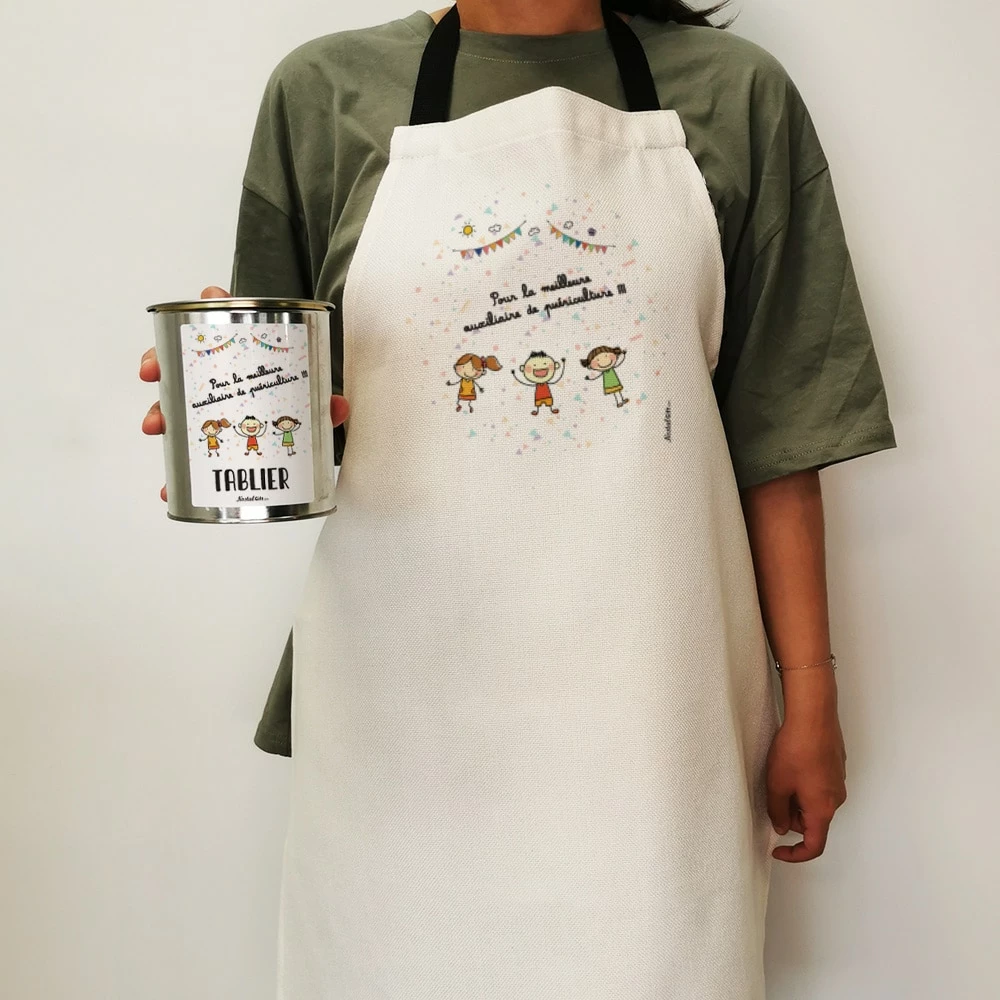 Tablier De Cuisine Dans Sa Boîte De Conserve "Pour La Meilleure Auxiliaire De Puériculture" – Image 3