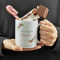 Mug "Joyeux Noël Maître" Personnalisé Et Ses Confiseries Rétro - Cadeau Noël