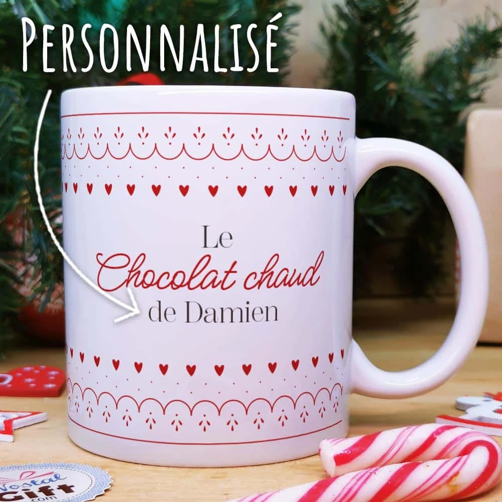 Mug "Le Chocolat Chaud"- Cadeau Pour Noël :mamie,maman - Cadeau Personnalisé
