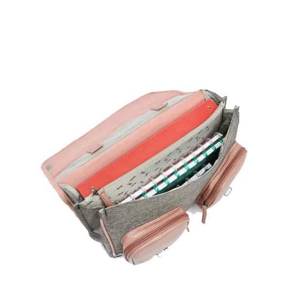 Cartable 38 Cm Vintage Rose Et Ses Pin's Personnalisable - Caméléon - CP CE1 CE2 – Image 4