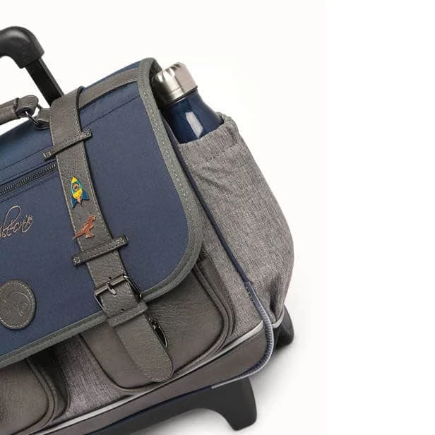 Cartable à Roulettes 38 Cm Vintage Navy Bleu Et Ses Pin's Personnalisables - Caméléon - CP, CE1, CE2 – Image 7