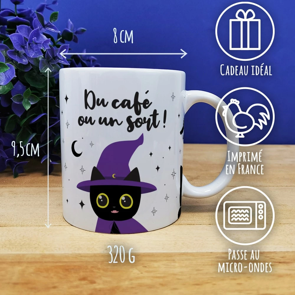 Mug Bonbon Chat Noir - Mug Halloween Rempli De 10 Souris Et 100gr De Dragibus Noir – Image 3