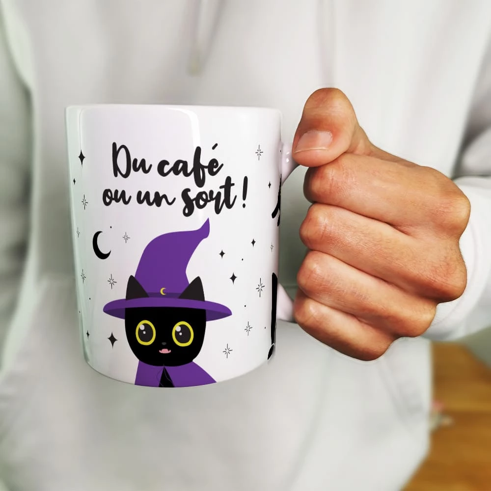 Mug Bonbon Chat Noir - Mug Halloween Rempli De 10 Souris Et 100gr De Dragibus Noir – Image 4