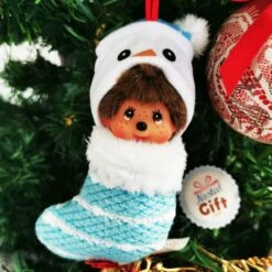 Décoration De Noël Monchhichi Kiki - Chaussette Bleue (12 Cm)