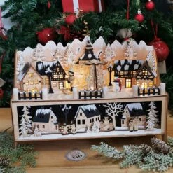 Village De Noel Lumineux En Bois - Lampe RĂȘve Hivernal - DĂ©coration De Noel