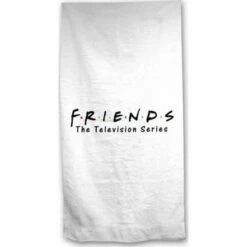Friends - Drap De Bain Blanc En Coton - Logo(70 X 140 Cm)