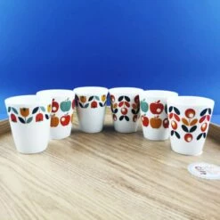 Set De 6 Mini Tasses à Expresso Rétro - Pommes, Fleurs, Tulipes