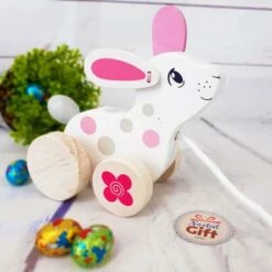 Animal En Bois Ă Tirer - Lapin Blanc Goki