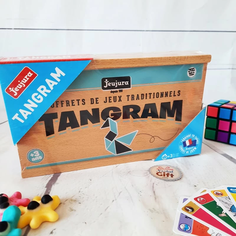 Jeu De Société - Tangram En Bois - Coffret En Bois Jeujura