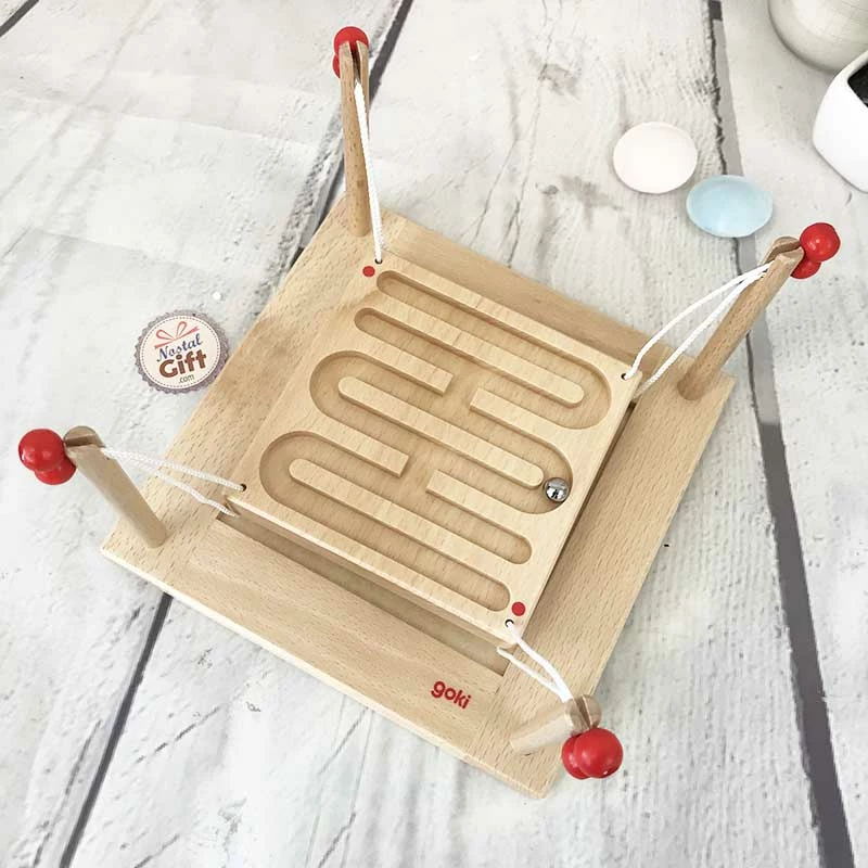 Labyrinthe De 2 à 4 Joueurs à Cordelettes - Jeu D'adresse Traditionnel En Bois – Image 2