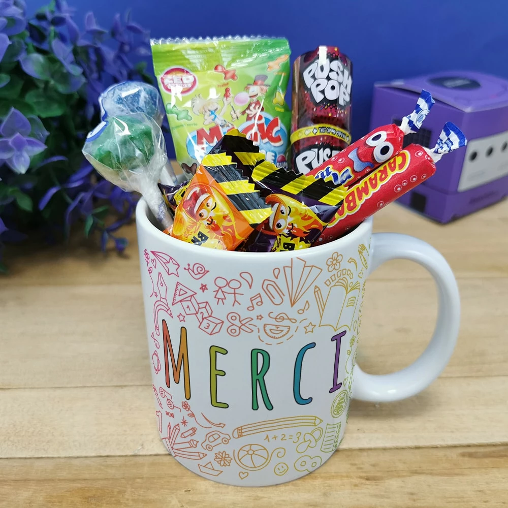 Mug "Merci" Bonbons Rétro 90 - Collection Arc-en-ciel – Image 4