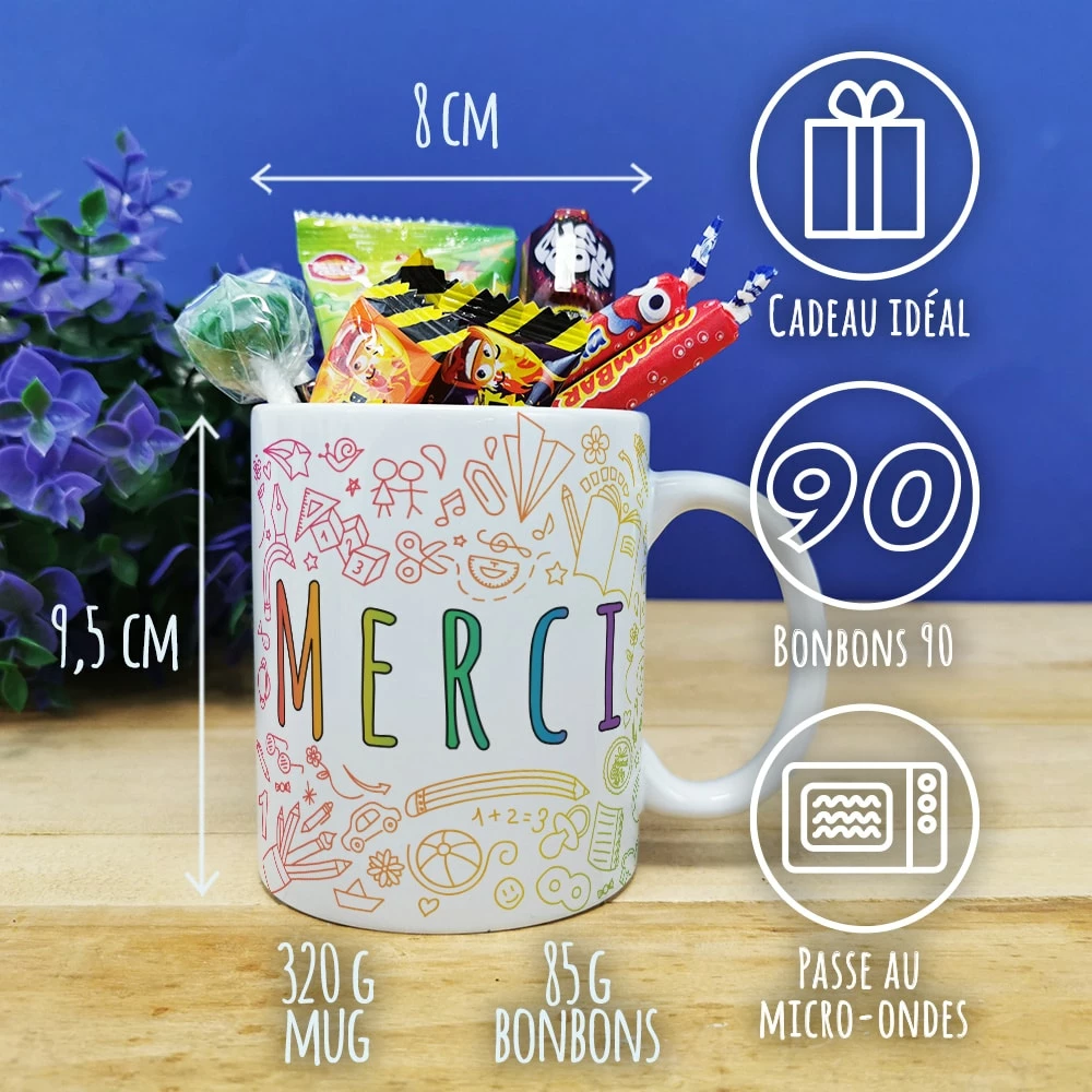 Mug "Merci" Bonbons Rétro 90 - Collection Arc-en-ciel – Image 3