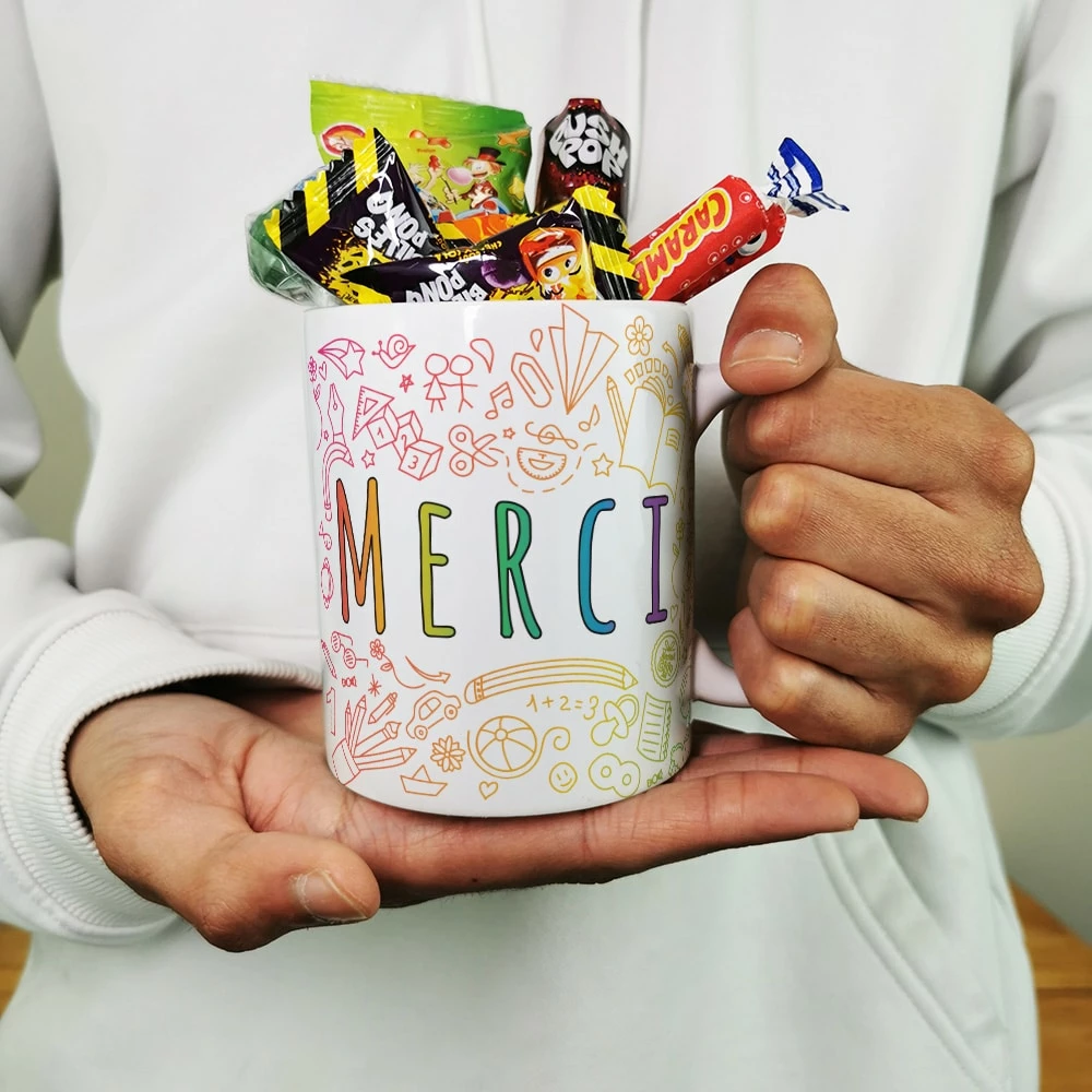 Mug "Merci" Bonbons Rétro 90 - Collection Arc-en-ciel – Image 2