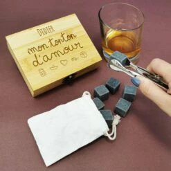 Coffret Cadeau Whisky : 9 Pierres Dans Une Boîte Personnalisée - Mon Tonton D'amour