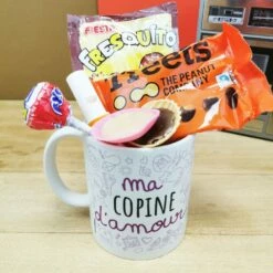 MUG "ma Copine D'amour " Bonbons Rétro 70 - Cadeau Copine