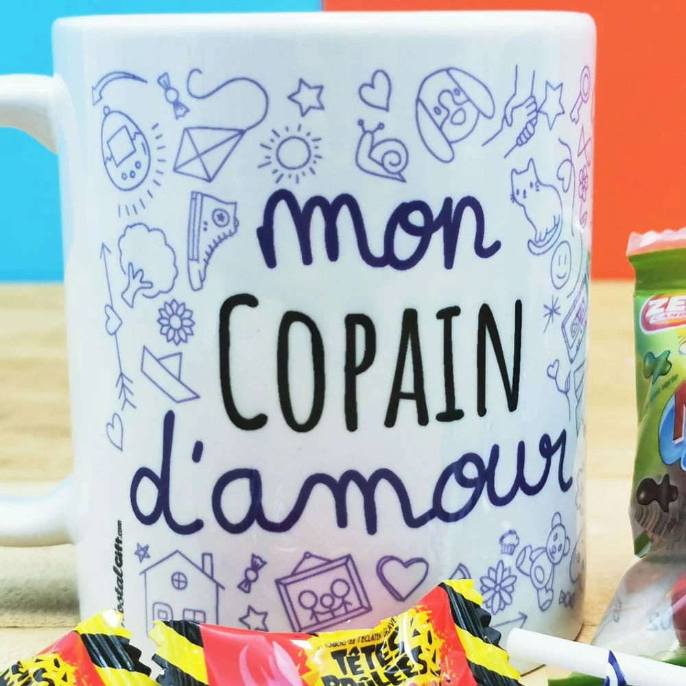 MUG "mon Copain D'amour " Bonbons Rétro 90 - Cadeau Copain – Image 3