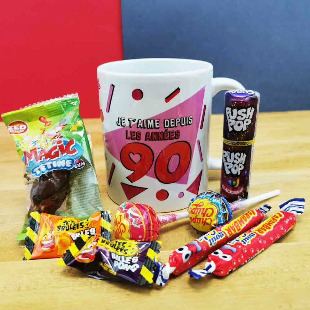MUG Rose "Je T'aime Depuis Les Années 90 " - Bonbons Rétro 90 – Image 3