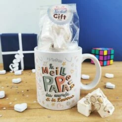 Mug "Le Meilleur Papa Du Monde Et De Lâunivers" Rempli De Nougats X10