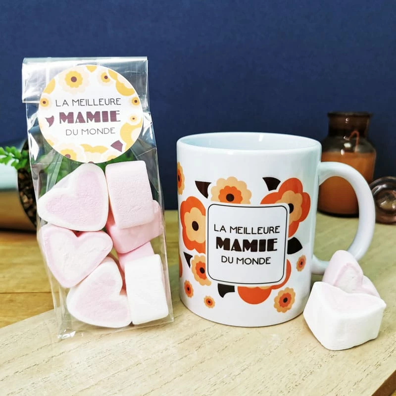 Mug "La Meilleure Mamie Du Monde" Et Ses Guimauves Coeurs X10 - Cadeau Mamie – Image 4