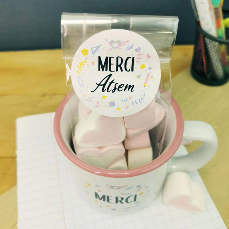 Mug "Merci" Et Ses Guimauves Coeurs X10 - Cadeau "Merci ATSEM" – Image 2