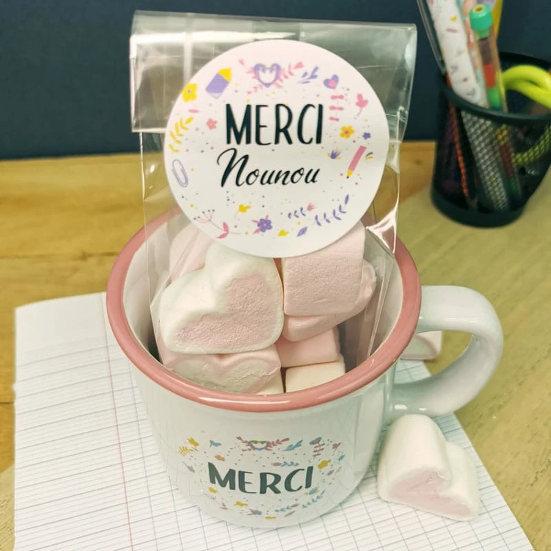 Mug "Merci" Et Ses Guimauves Coeurs X10 - Cadeau "Merci Nounou" – Image 3