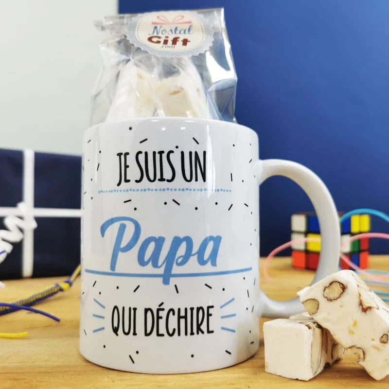 Mug "Je Suis Un Papa Qui Déchire" Rempli De Nougats X10 – Image 2