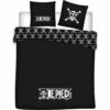 One Piece - Housse De Couette 240 X 220 Noire Et Taie D'oreiller -