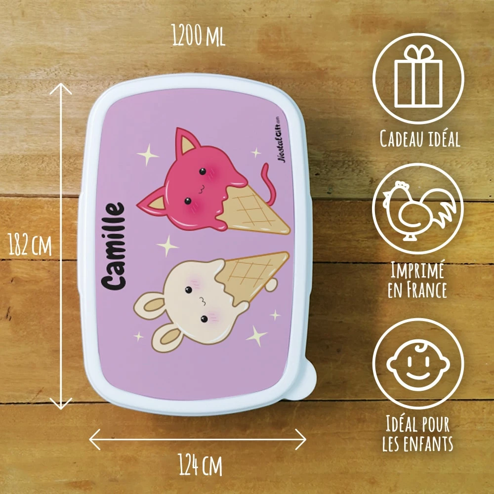 Boîte à Goûter Enfant PersonnaliséeGlaces Kawaii – Image 2