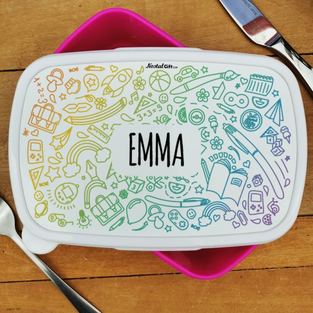 Boîte à Goûter Enfant Plastique Personnalisée " Arc En Ciel" – Image 3