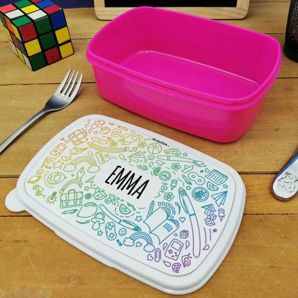 Boîte à Goûter Enfant Plastique Personnalisée " Arc En Ciel" – Image 4