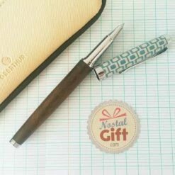 Stylo Roller En Bois Bleu Avec étui - Modèle Austin (Oberthur)