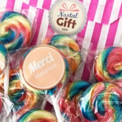 Sucettes Rondes Foraine Personnalisées X12 – "Merci"