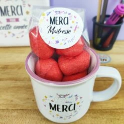 Mug "Merci" Rempli De Coeur En Guimauve Bulgari X 5 - Cadeau Maîtresse