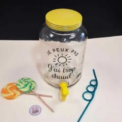 Fontaine Ă Boisson Avec Robinet 3,5 L Jaune- "Je Peux Pas J'ai Trop Chaud"