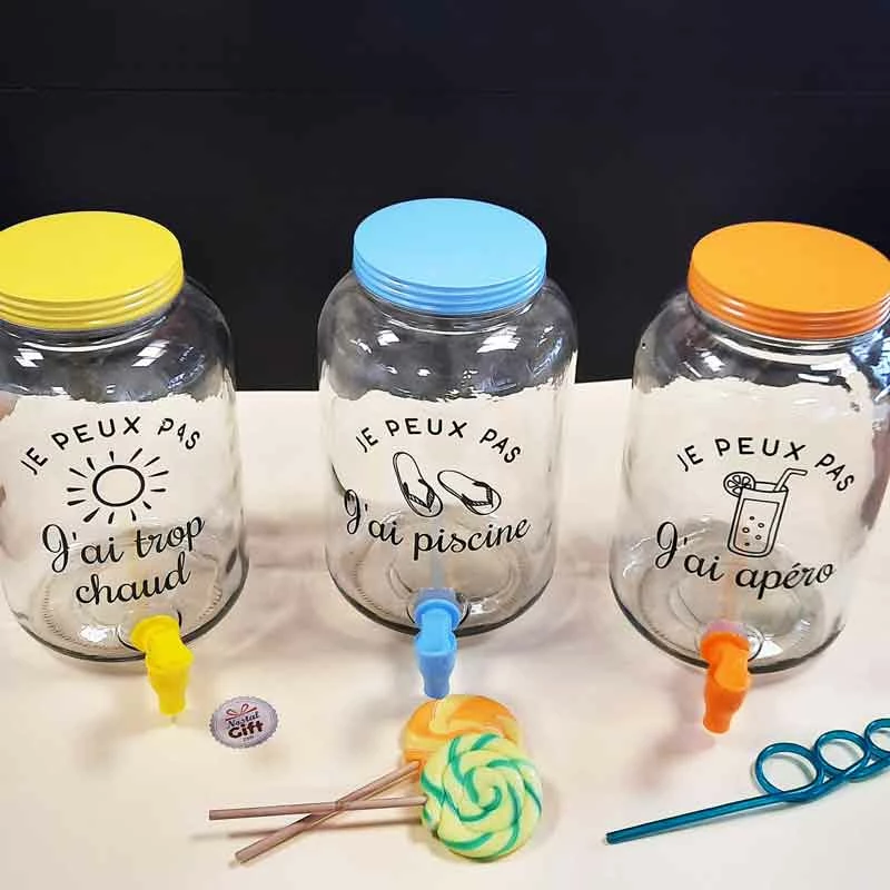 Fontaine à Boisson Avec Robinet 3,5 L Bleue "Je Peux Pas J'ai Piscine" – Image 3